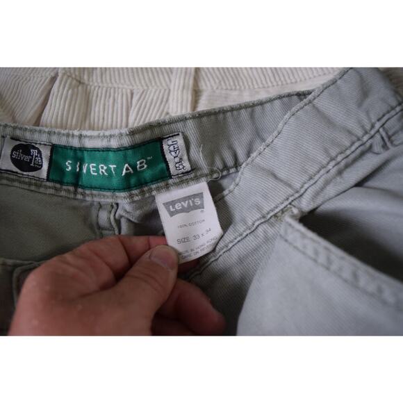 Vintage Levis SilverTab Cargo Pants Mens 33x34 Gray Utility Baggy Y2K 90s - Picture 6 of 7